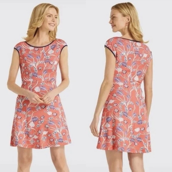 EUC Draper James Coral Floral Fit & Flare Dress - Size XS - Picture 1 of 8